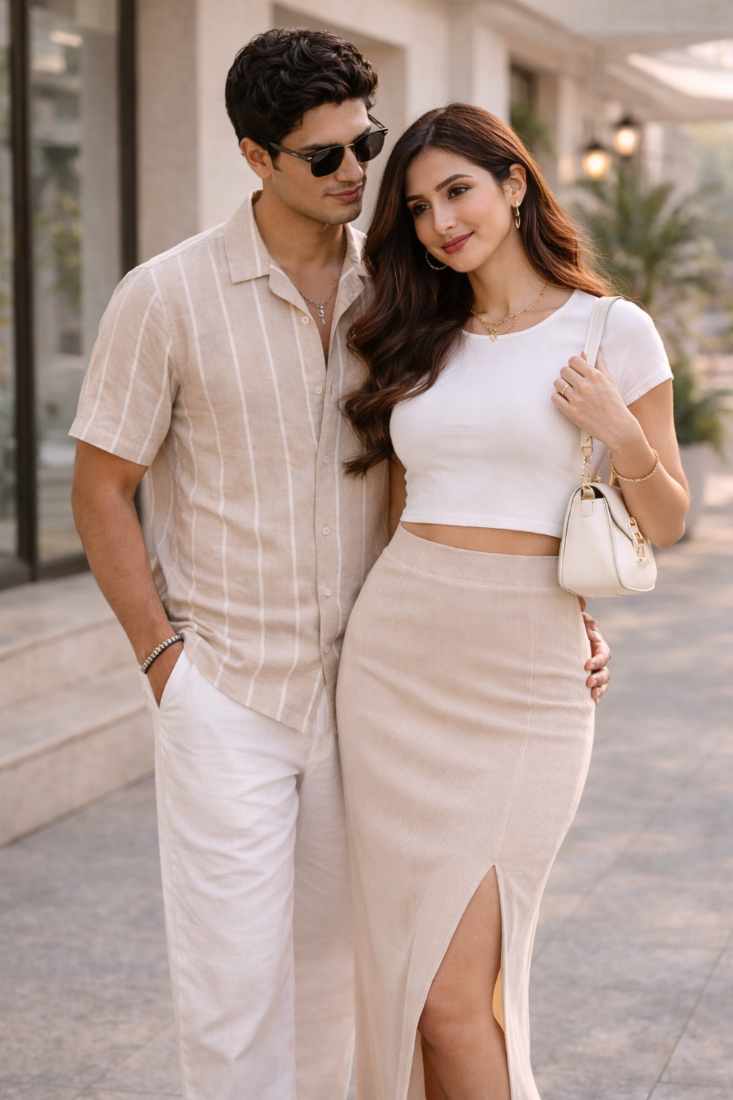 detail of white midi skirt