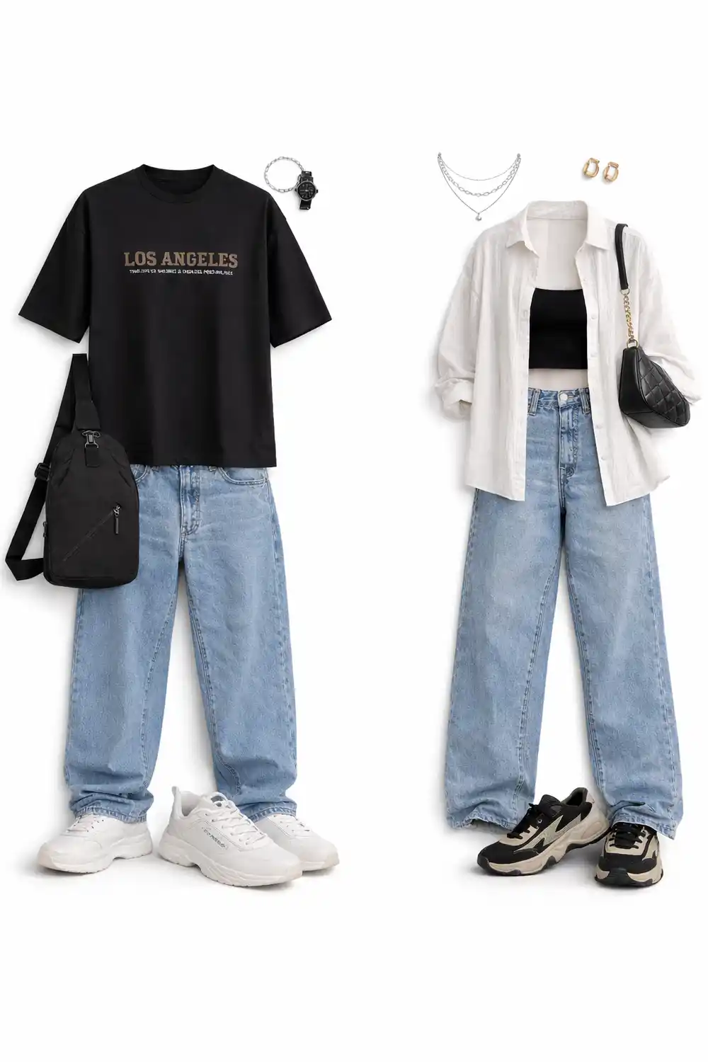 gen z couple streetwear matching outfit